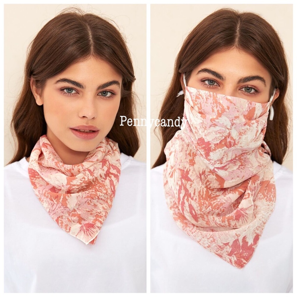Peach tie dye scarf face mask
